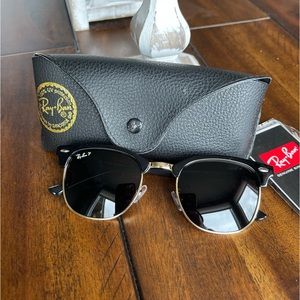 Ray Ban Polarized black and gold sunglasses